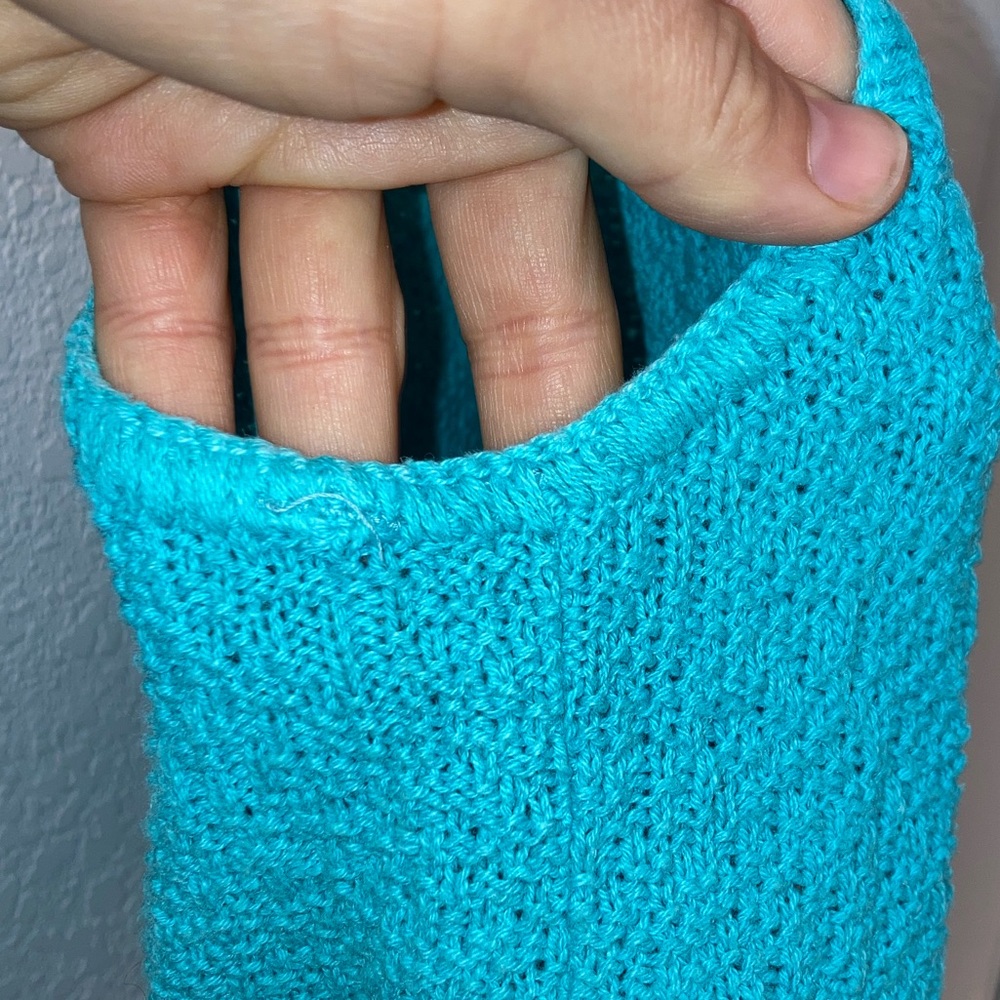 VTG Cropped Knit Turquoise Cotton Tank Top SZ: Medium - Picture 3 of 5